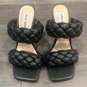 Steve Madden Braided Heels Black Leather